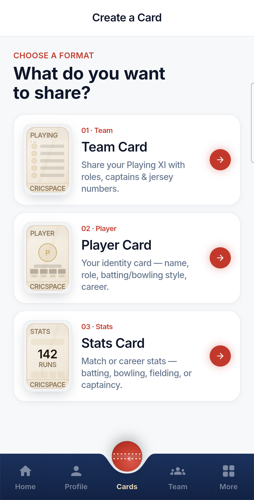A real Cricspace app screen