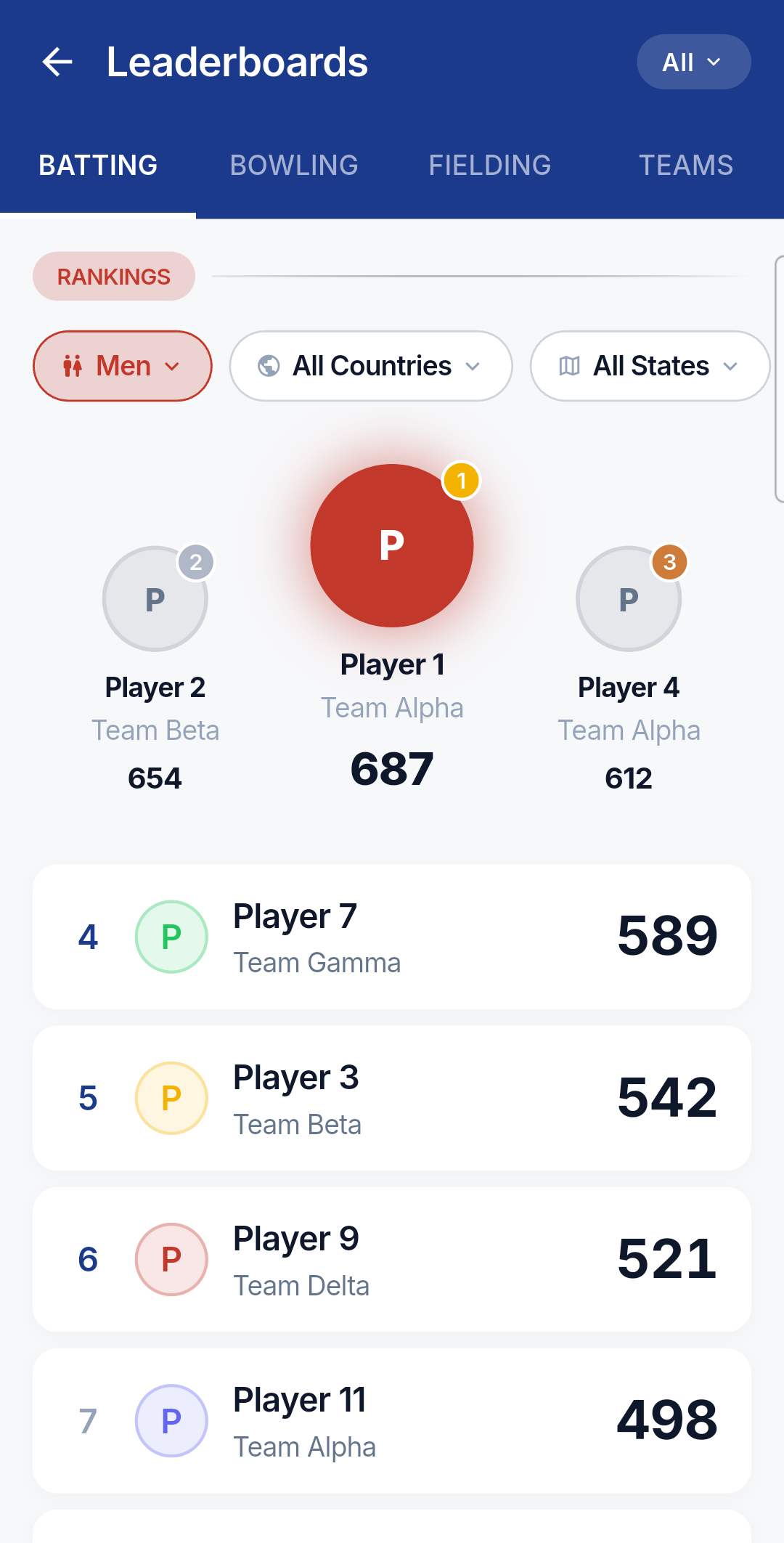 A real Cricspace app screen